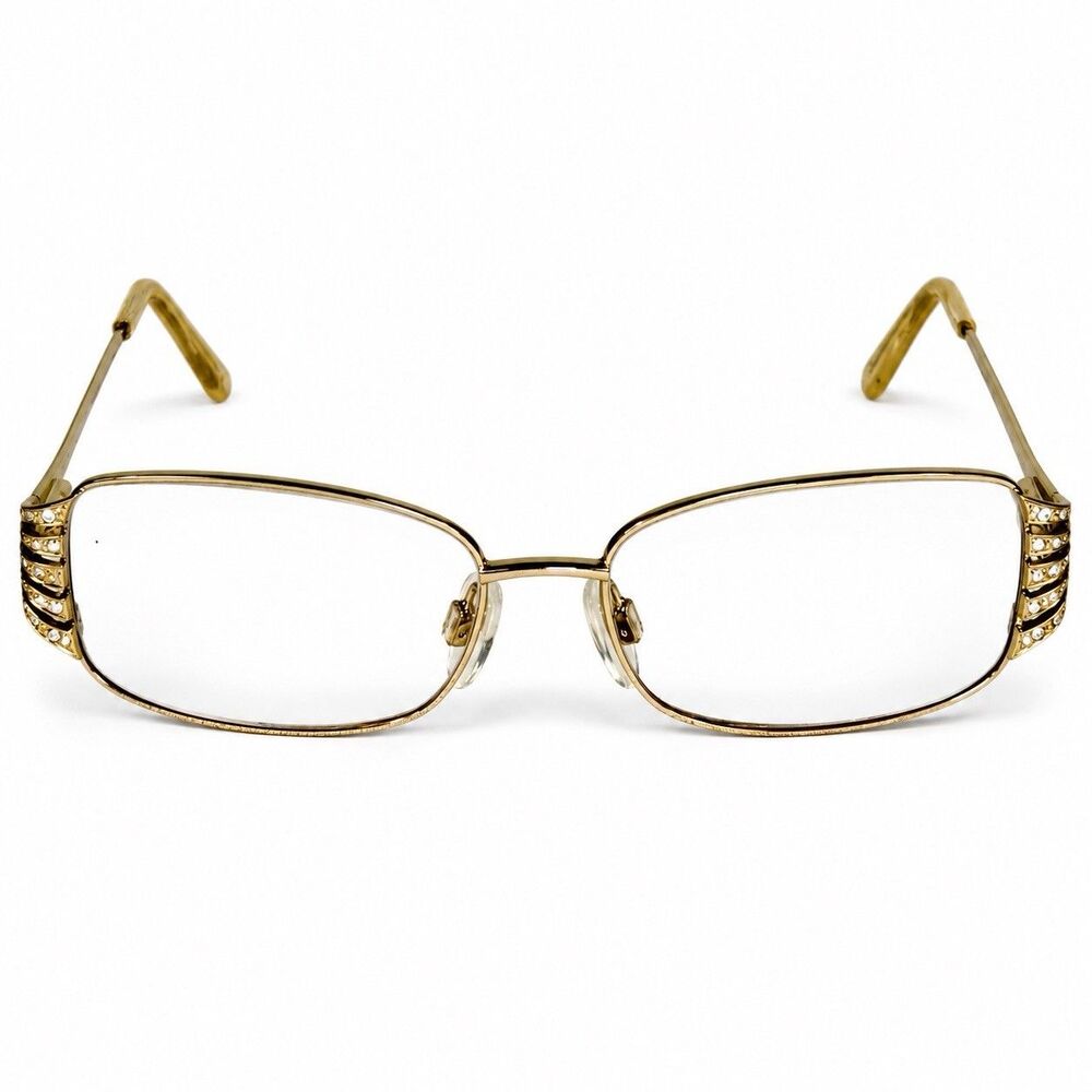 Sophia Loren Beau Rivage 48 Eyeglass Frames Gold Rhinestone 53-17-135 Womens